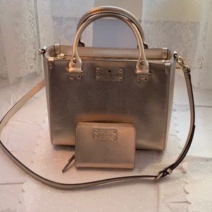 Kate Spade rose gold satchel & matching wallet